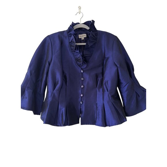 Nicolette Womens Formal Midnight Blue Satin Finish  Jacket 16W - Picture 10 of 16